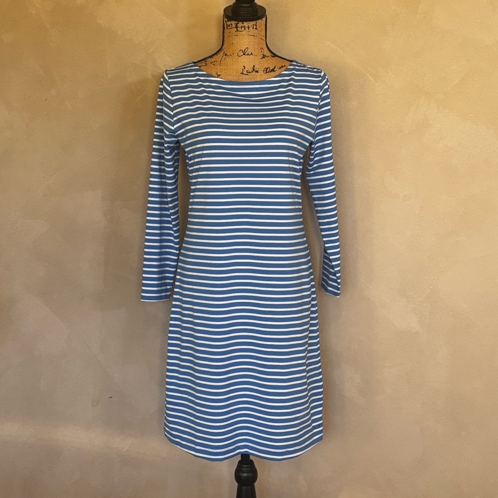 Vineyard Vines Sankaty Blue and White Boatneck Striped Shift Dress